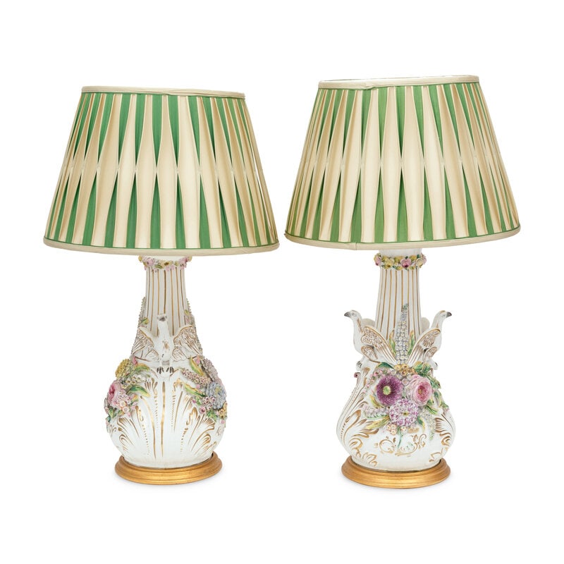 A Pair of German Porcelain Vases: A Pair of German Porcelain Vases Late 19th Century mounted as lamps; unmarkedHeight to top of vase 19 1/2 inches. This lot is located in Palm Beach.