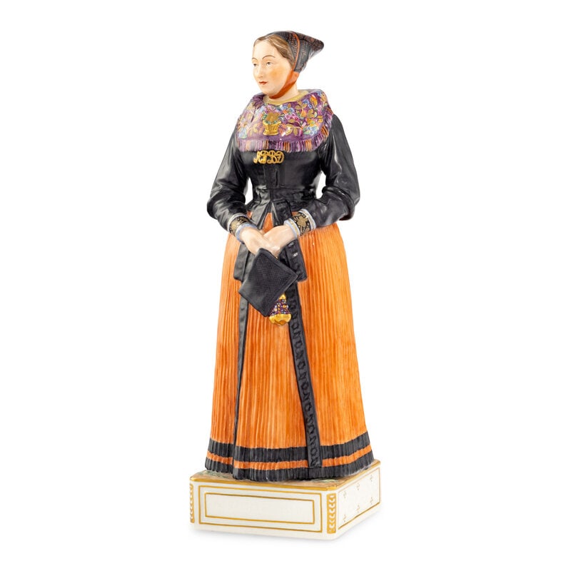 A Royal Copenhagen Acht-Pitter Bacher's Daughter Porcelain Figure: A Royal Copenhagen Acht-Pitter Bacher's Daughter Porcelain Figure height 11 3/4 inches. This lot is located in Chicago. 