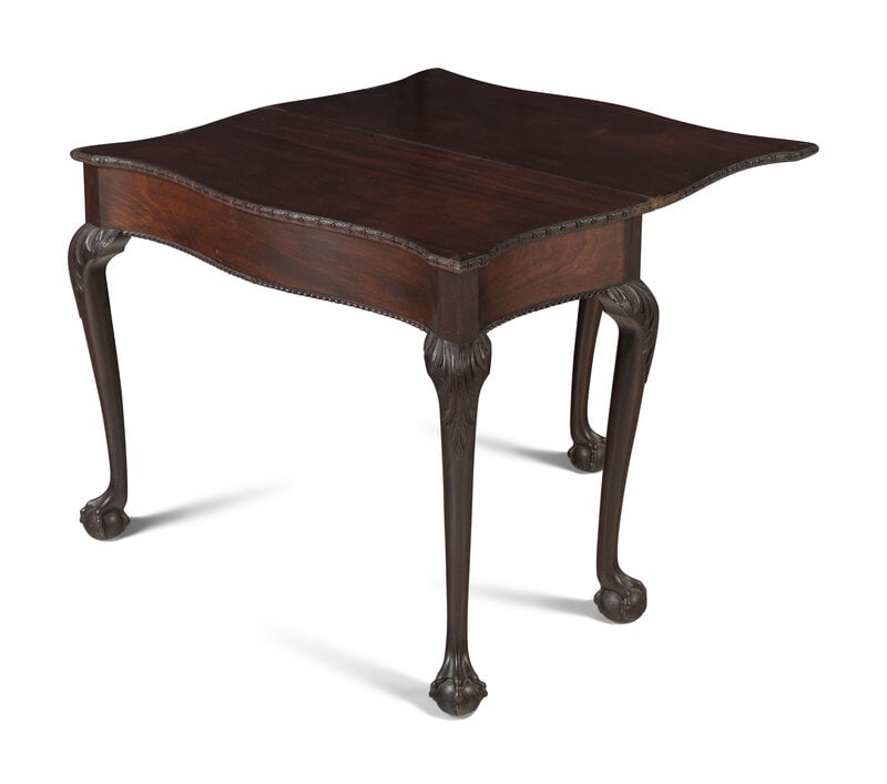 A George III Carved Mahogany Flip-Top Table - 2