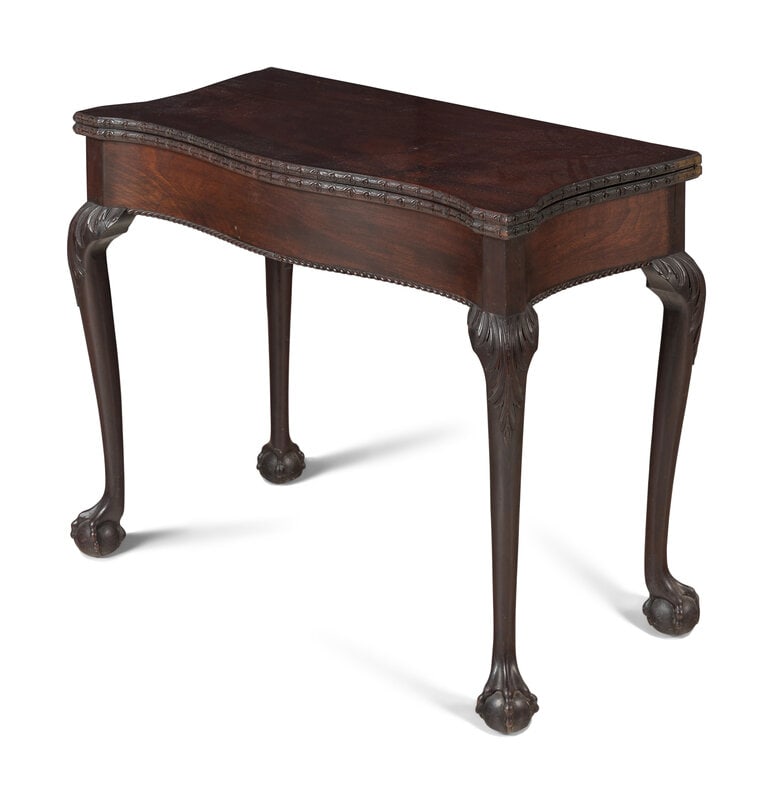 A George III Carved Mahogany Flip-Top Table - 4