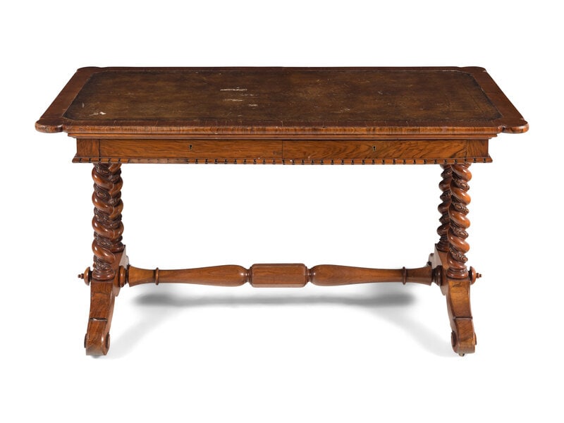 A Victorian Mahogany Desk: A Victorian Mahogany Desk Height 29 x width 54 x depth 29 1/2 inches. Property from a Private Illinois Collector This lot is located in Chicago. 