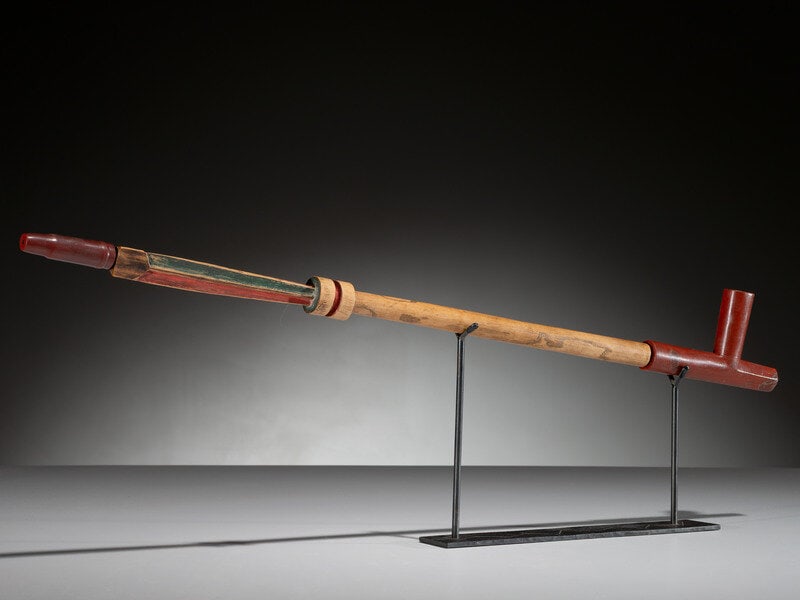 Dakota Painted Pipe Stem, with Catlinite Mouthpiece and Bowl  - 2