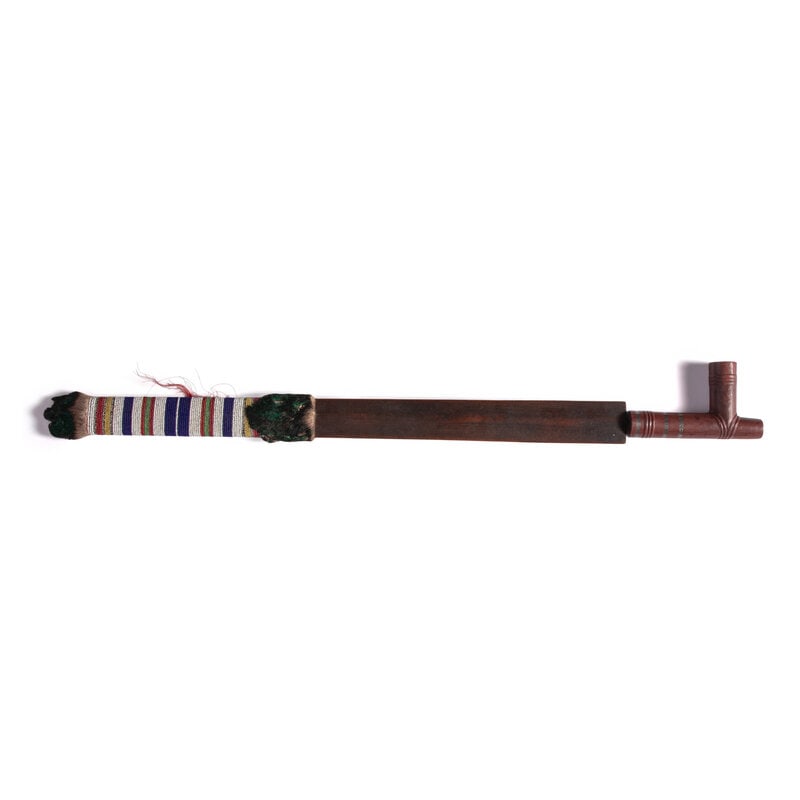 Plains Beaded Pipe Stem, with Catlinite Bowl - 2