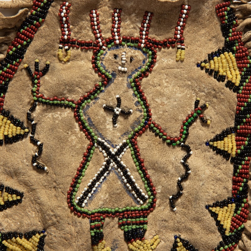 Apache Beaded Hide Bag, with Mountain Spirit - 2