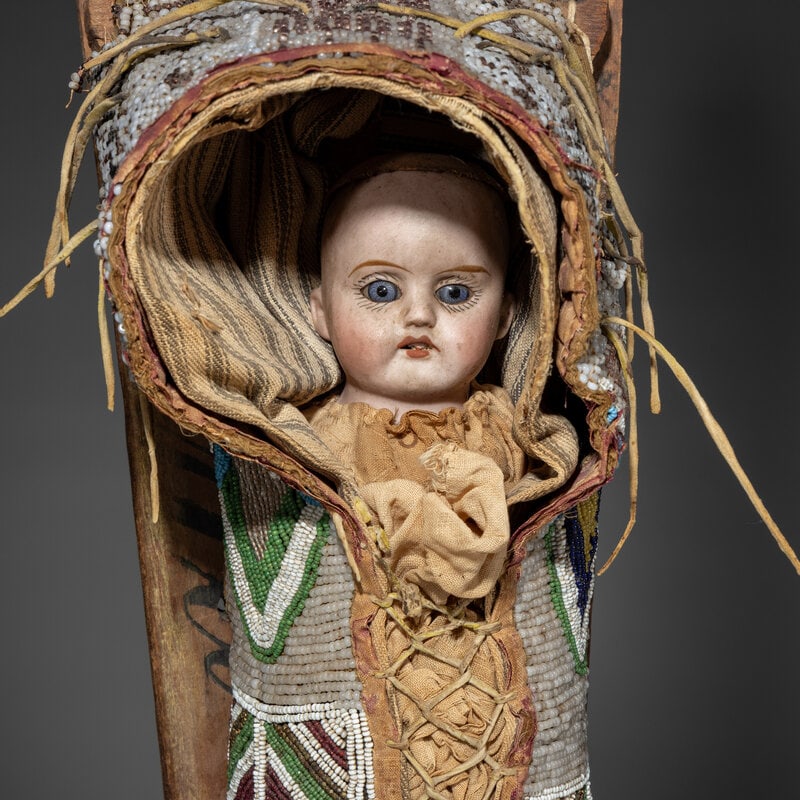 Kiowa Beaded Hide Doll Cradle - 2
