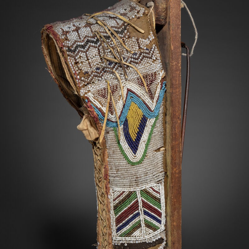 Kiowa Beaded Hide Doll Cradle - 7