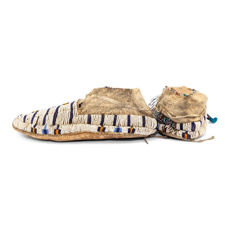 Northern Plains Adult and Child's Beaded Hide Moccasins - 2