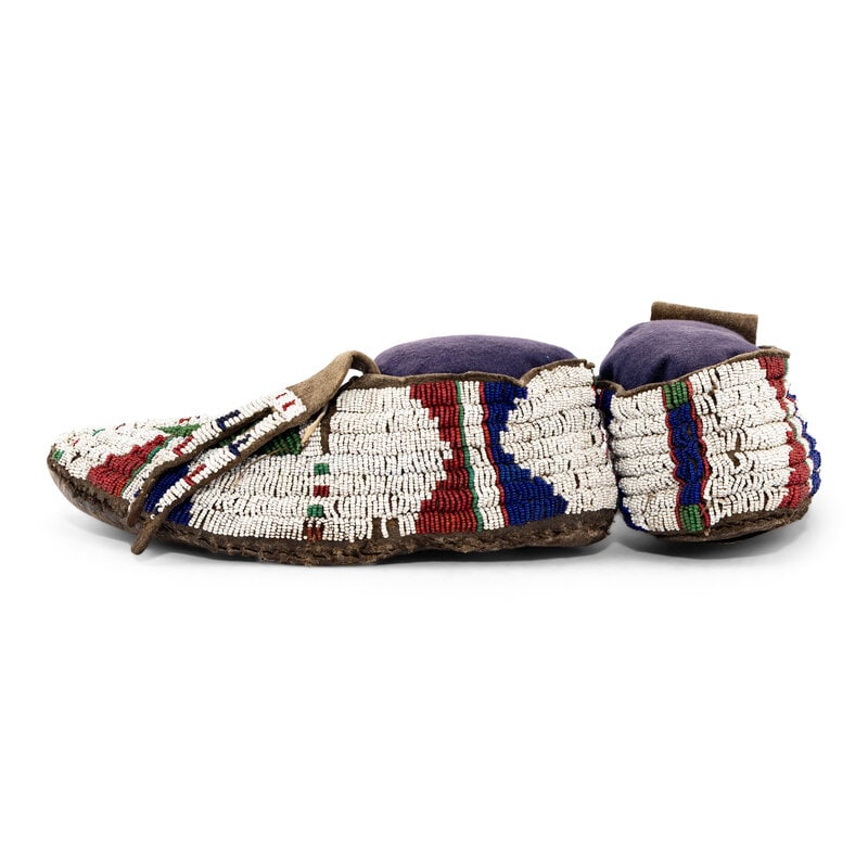 Sioux Beaded Buffalo Hide Moccasins - 2