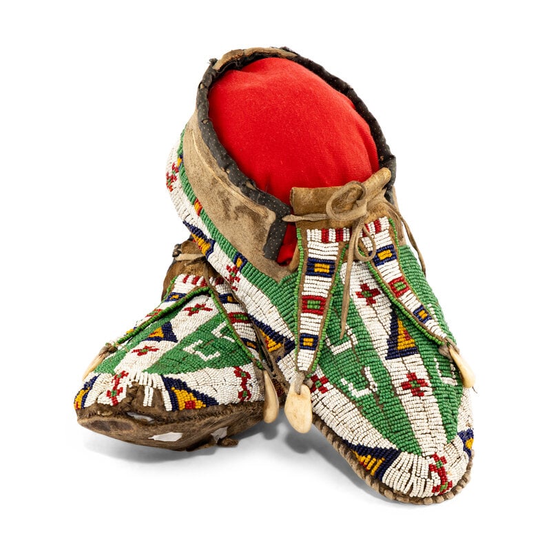 Sioux Beaded Hide Moccasins, with Horse Tracks (1 of 3)