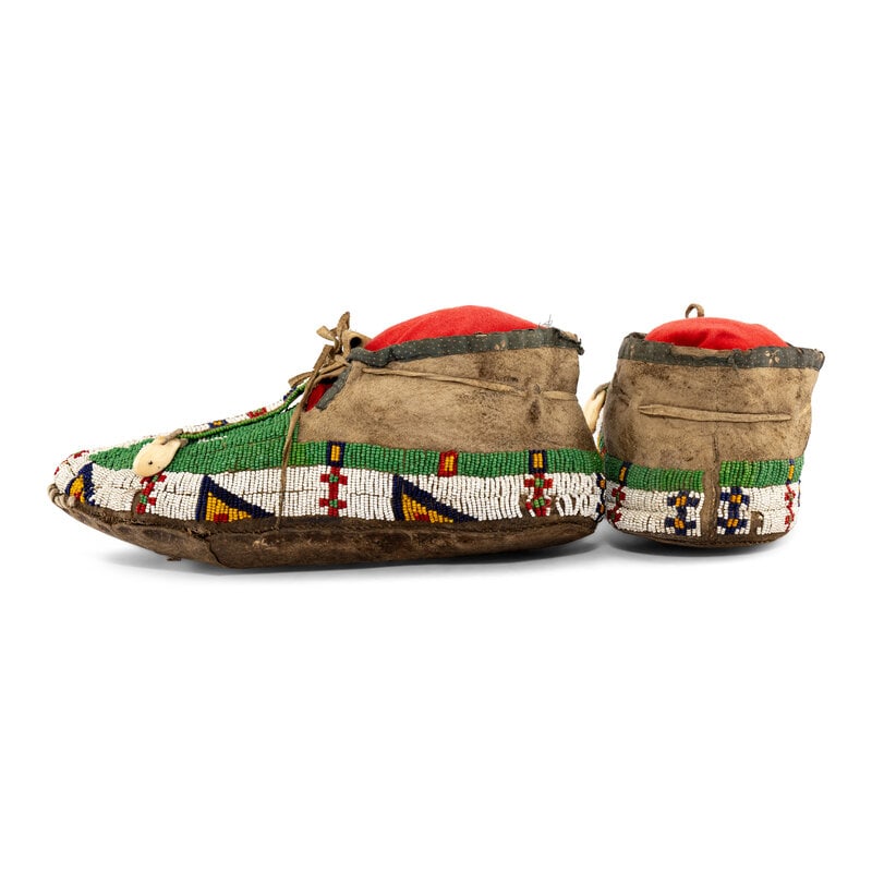 Sioux Beaded Hide Moccasins, with Horse Tracks - 2