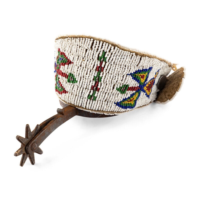 Roweled Iron Spurs with Plains Beaded Spur Straps, Thunderbirds - 3