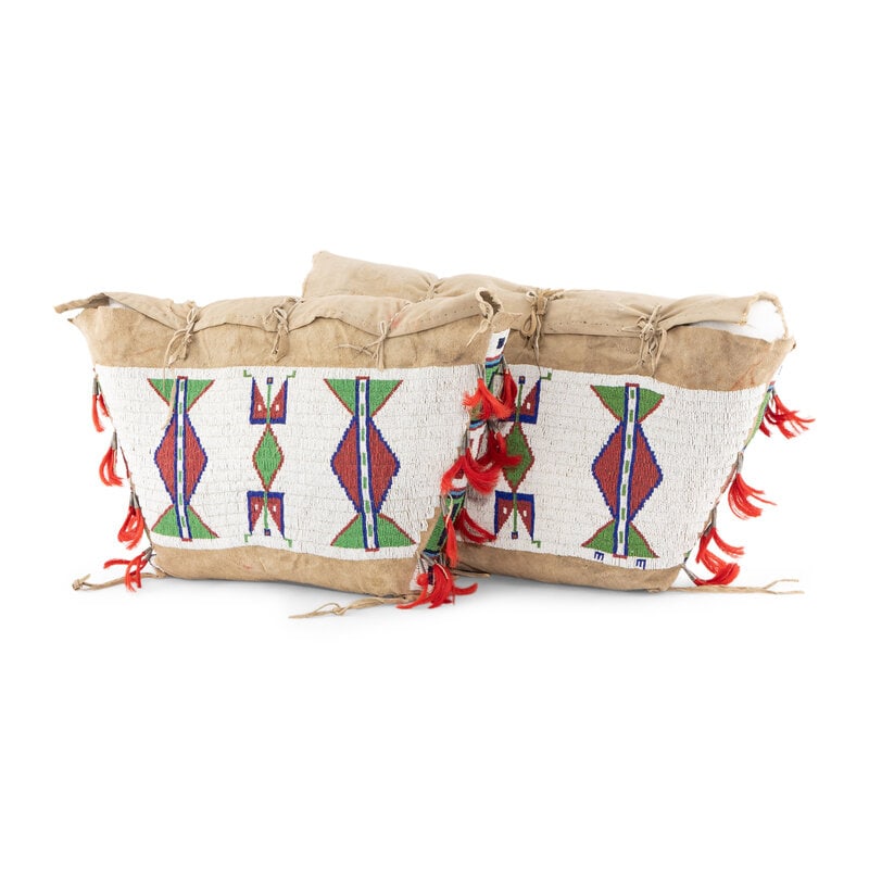 Sioux Beaded Hide Possible Bags, Matched Pair - 3
