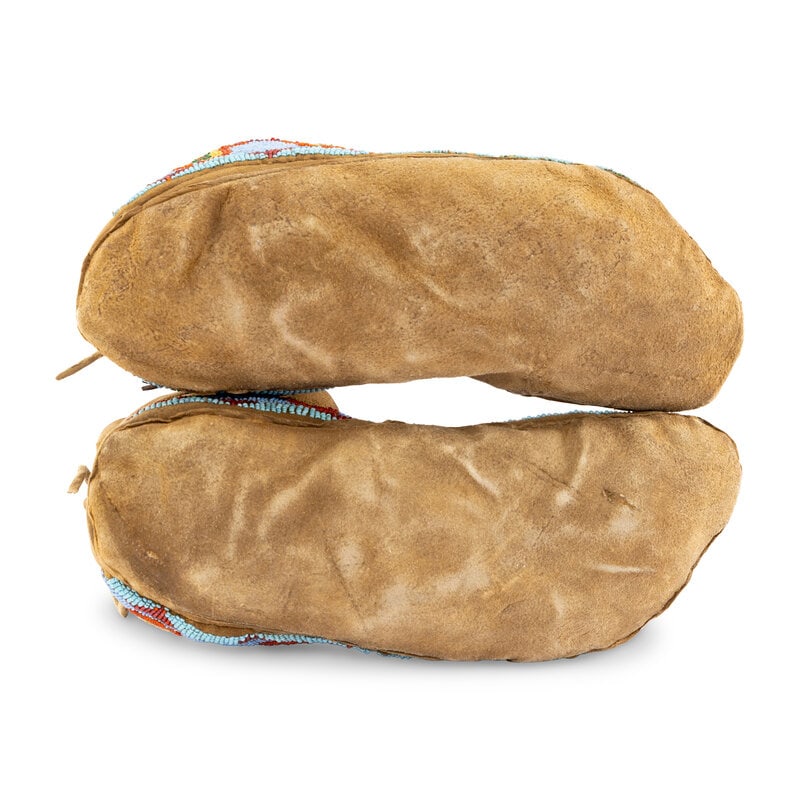Blackfeet Beaded Hide Moccasins, with High Cuffs - 3