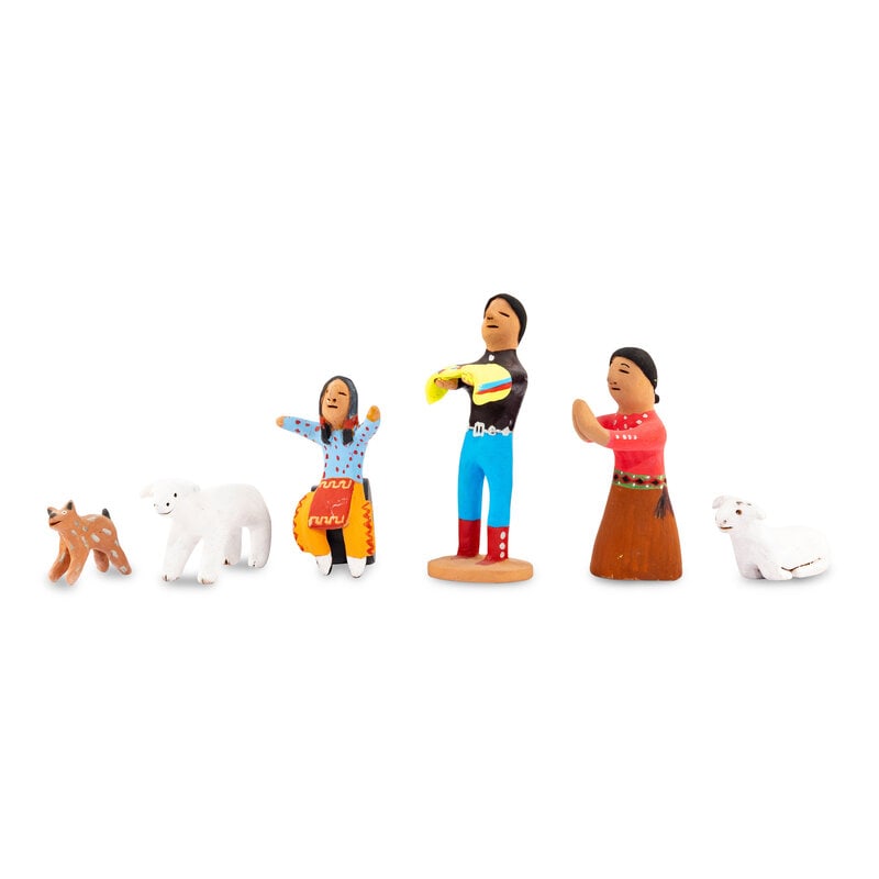 Manuel Vigil (Tesuque, 1900-1990) Pottery Nacimiento: Manuel Vigil(Tesuque, 1900-1990)Pottery Nacimiento lot of 6, includes: Mary, Joseph, Baby Jesus, two sheep, and a dog height of tallest 6-1/2 inches This lot is located in Chicago. Signaturelot of