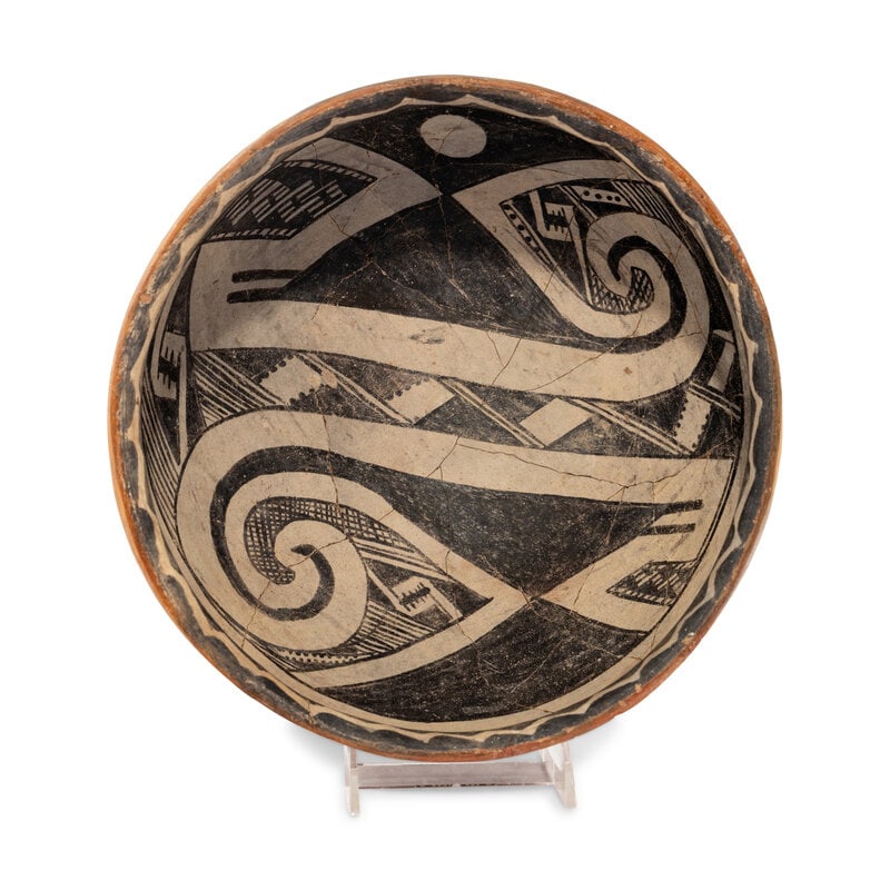 Ancestral Pueblo, Gila Polychrome Pottery Bowl, with Birds - 6