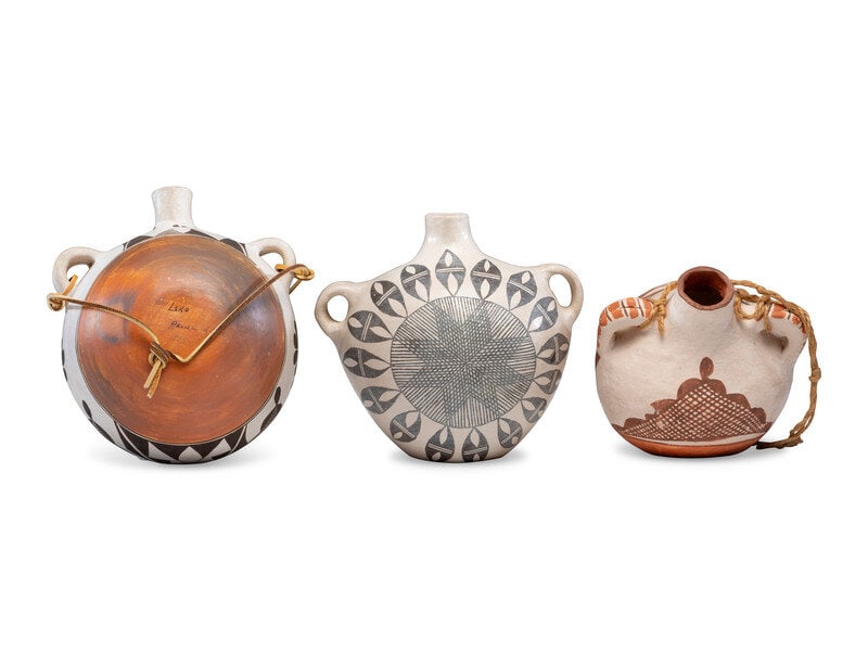 Acoma Polychrome Pottery Canteens - 2