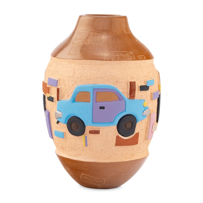 Susan Folwell (Santa Clara, b. 1970) Colorado "Road Trip, Rondey, US": Susan Folwell(Santa Clara, b. 1970)Colorado "Road Trip, Rondey, US" titled and signed on base height 7-3/4 inches x diameter 5 inches Property from the Collection of Dr. Deane and Susan Penn This