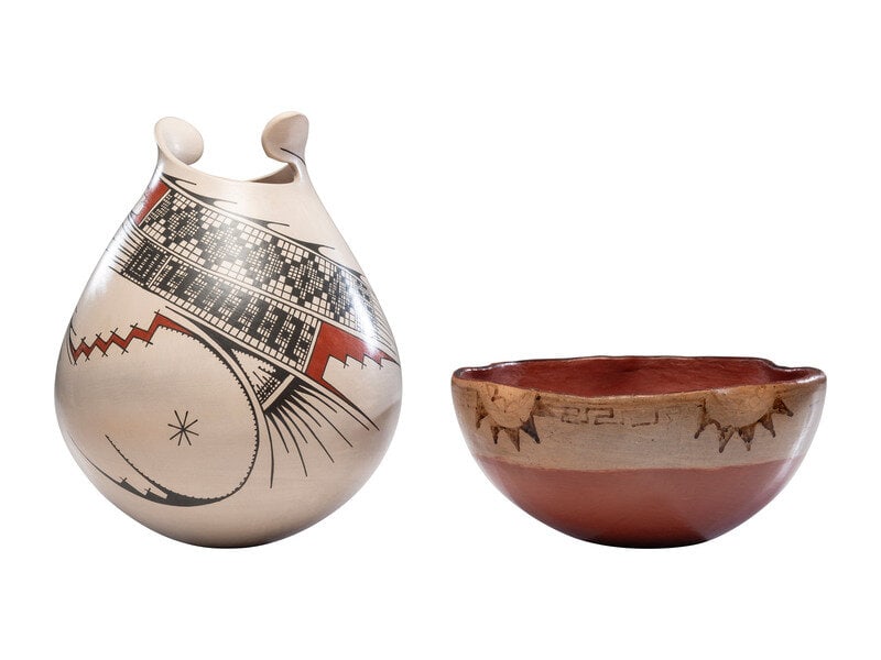Mata Ortiz and Maricopa Pottery Jars (1 of 2)