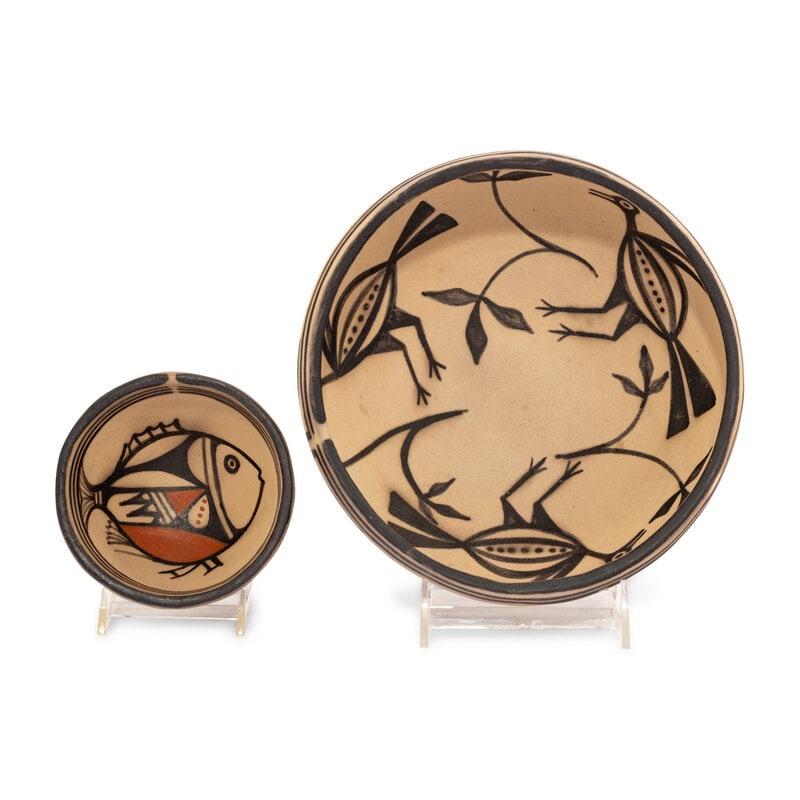 Robert Tenorio (Kewa, b. 1950) Polychrome Figural Pottery Bowls - 5