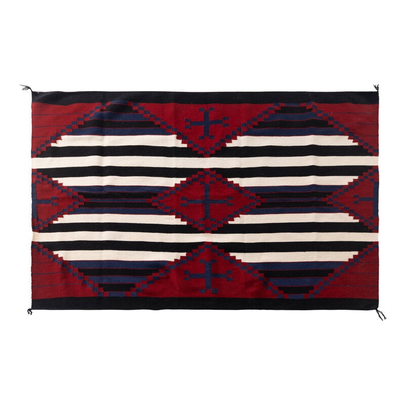 Navajo Third Phase Chiefs Variant Weaving [Rug]: Navajo Third Phase Chiefs Variant Weaving [Rug] second half 20th century banded design with diamonds, triangles, and crosses 47-1/2 x 72-1/2 inches This lot is located in Chicago. 