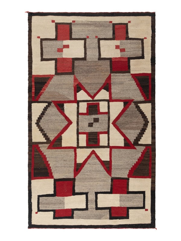 Navajo Crystal Weaving [Rug]: Navajo Crystal Weaving [Rug] second quarter 20th century handspun and woven with bold designs of crosses and central star77-1/2 x 48 inches Property of the Gic