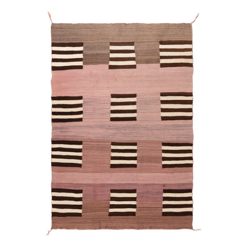 Navajo Regional Weaving [Rug]: Navajo Regional Weaving [Rug] mid-20th century handspun wool woven with colors of cream, brown, and carded purple 64 x 45-1/2 inches This lot is located in Chicago. 