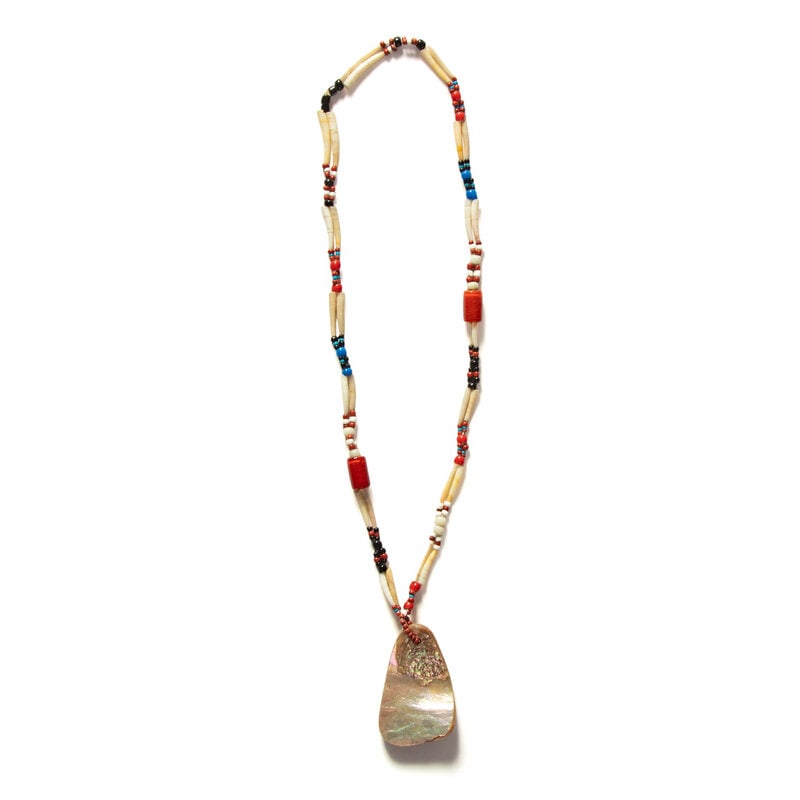 Northern California Dentalia Shell Necklace, with Abalone Shell Pendant - 2