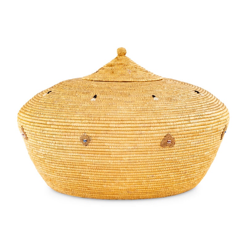 Yup'ik Basket, with Beaded Detailing - 2