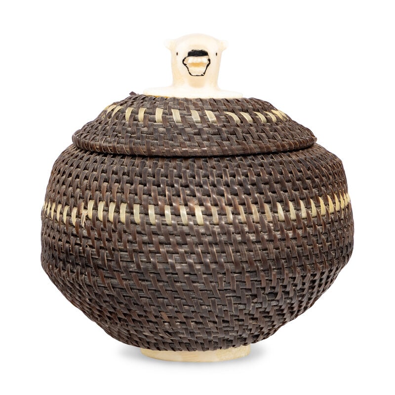 Marilyn Hank (Inupiat, 20th century) Baleen Basket, with Polar Bear Finial, 1994 - 2
