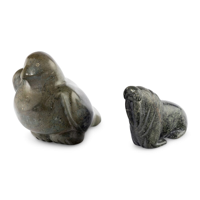 Inuit Carved Soapstone Walrus and Ptarmigan - 2