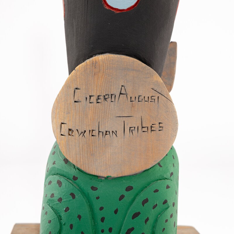 Cisero August (Coastal Salish, b. 1940) Painted Model Totem Pole - 7