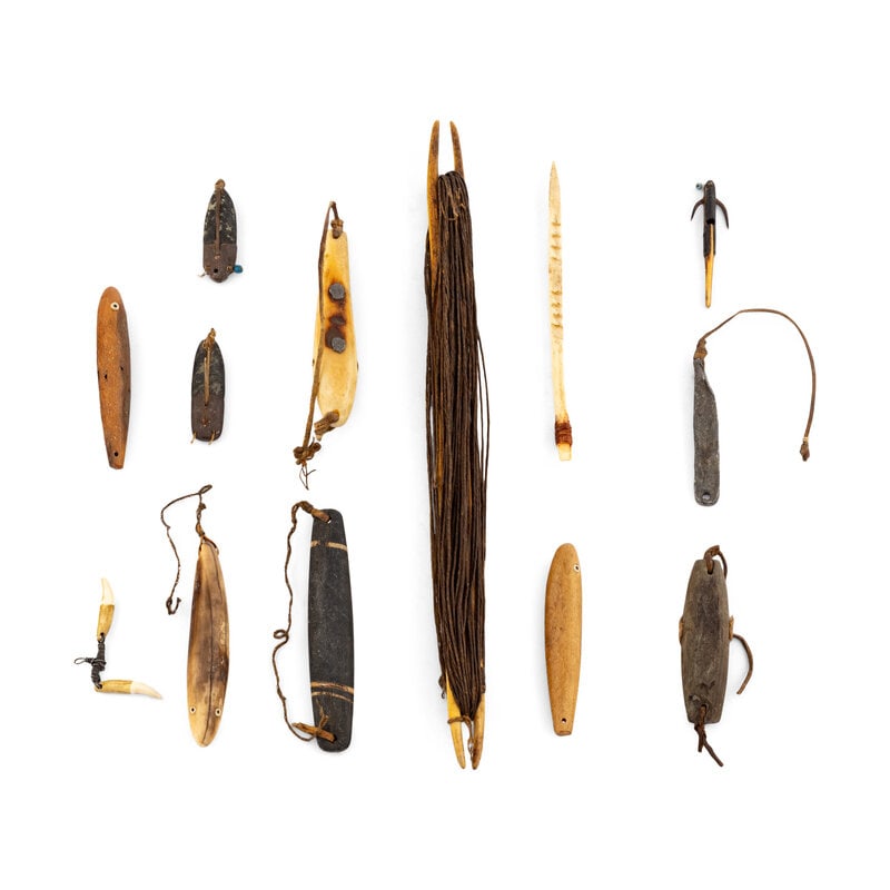 Alaskan Native Fishing Lures, Weights, and Twisted Sinew Line - 2