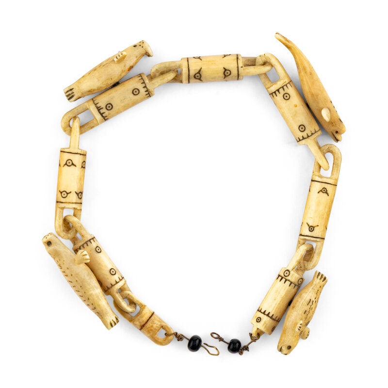 Inupiat Carved Bone Link Bracelet - 4