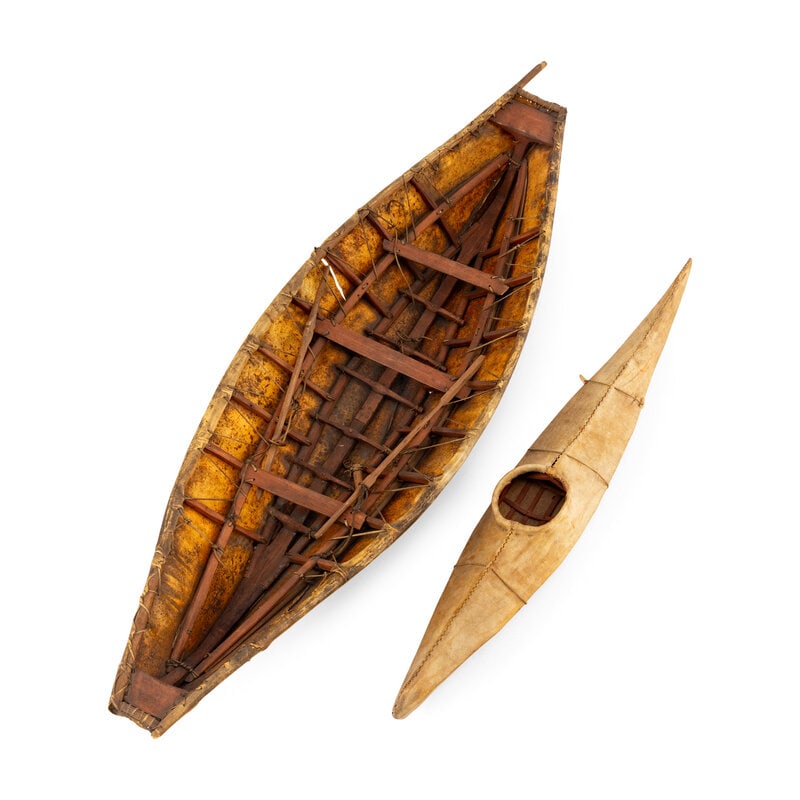 Yup'ik Model Kayak and Greenlandic Umiak - 3