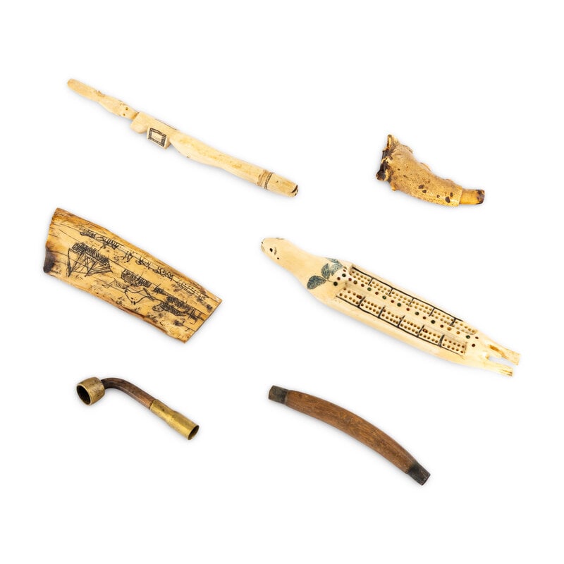 Alaskan Native Cribbage Board, Siberian Pipe, and Assorted Decorated Objects - 2