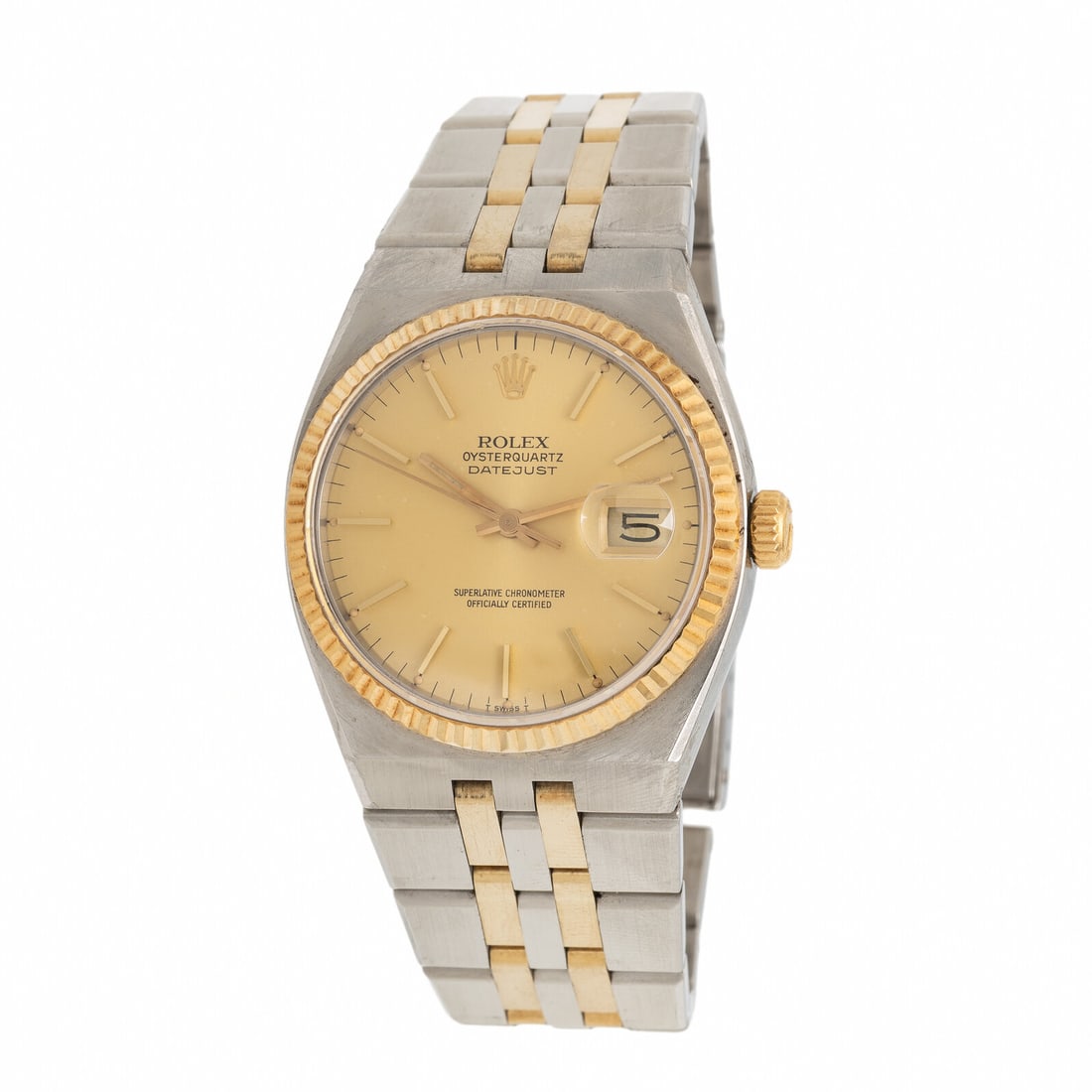 Rolex, Ref. 17013, 18K Yellow Gold and Stainless Steel 'Oysterquartz' 'Datejust' Watch, with Box &: Rolex, Ref. 17013, 18K Yellow Gold and Stainless Steel 'Oysterquartz' 'Datejust' Watch, with Box & PapersMaker: RolexModel: Oysterquartz DatejustReference number: 17013Serial number: 5800369Year: