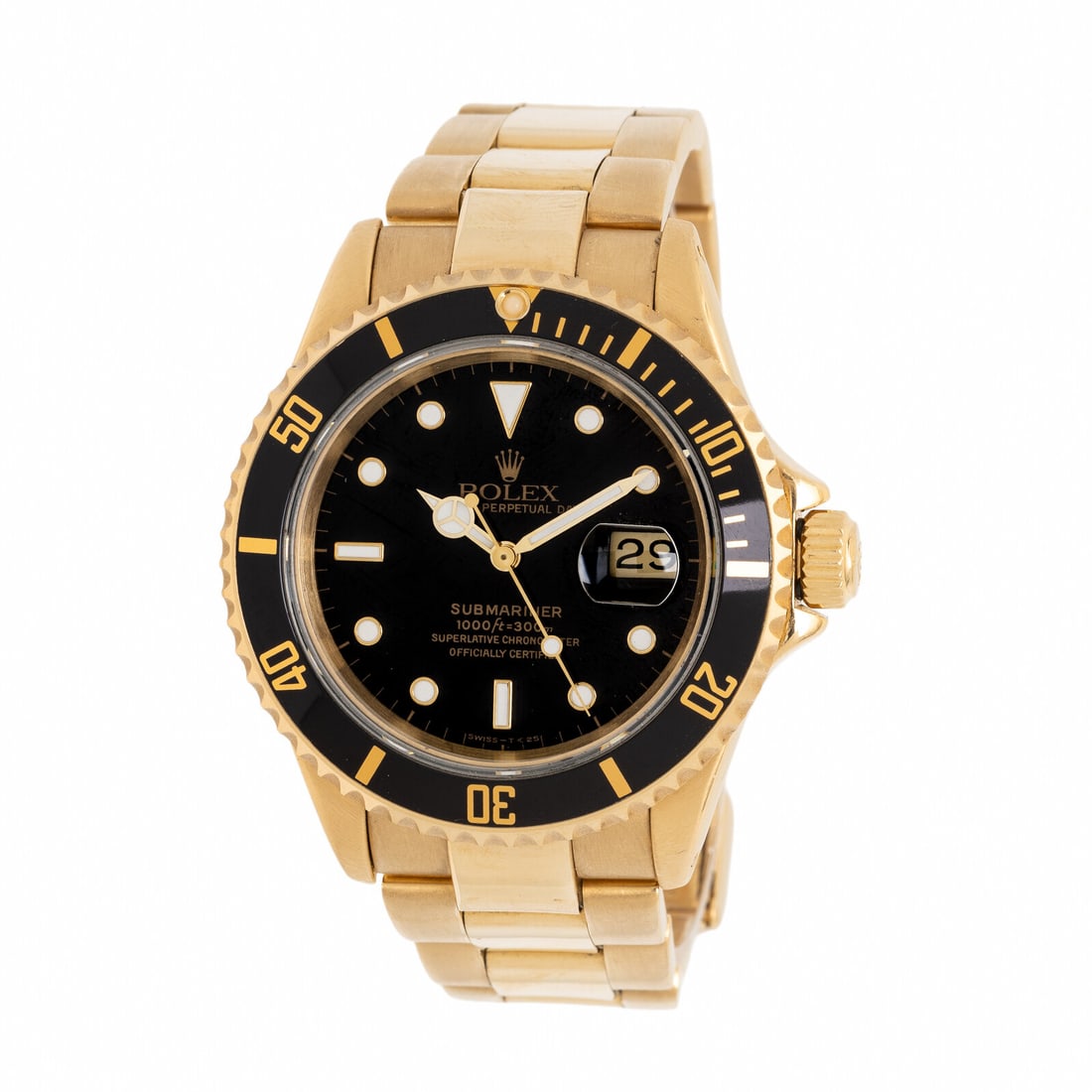 Rolex, Ref. 16618, 18K Yellow Gold 'Submariner' Date Watch: Rolex, Ref. 16618, 18K Yellow Gold 'Submariner' Date WatchMaker: RolexModel: SubmarinerReference number: 16618Serial number: E899898Year: Circa 1990Case size: Approx. 40 mmCase material: 18K yellow go