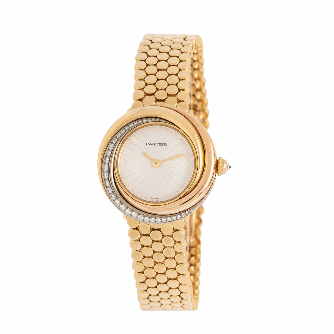 Cartier, Ref. WG200258, 18K Tricolor Gold 'Trinity' Watch With Factory Diamond Bezel and Crown, with (1 of 2)