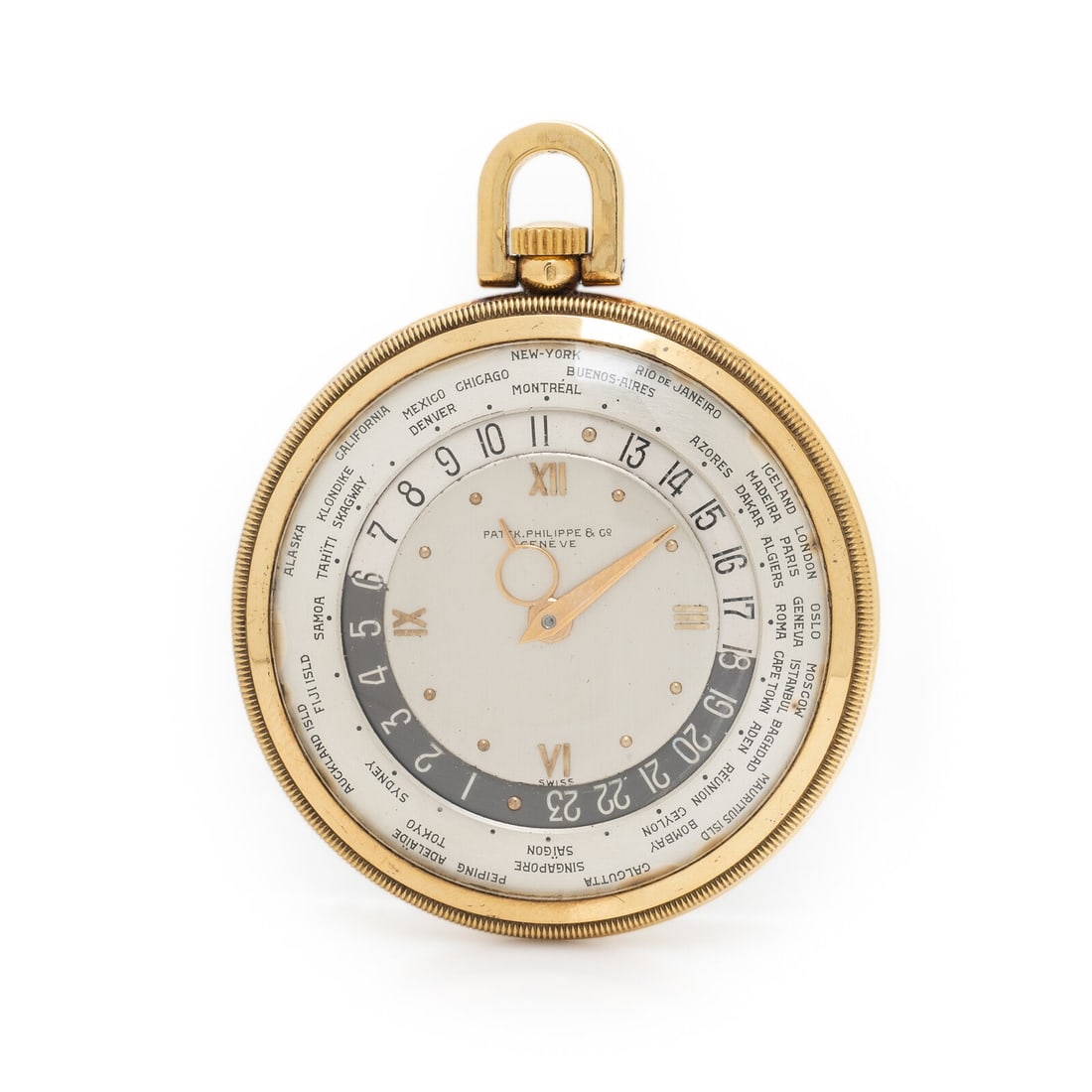 Patek Philippe, Ref. 605, 18K Yellow Gold 'World Time' Pocket Watch, with Extract from the Archives (1 of 3)