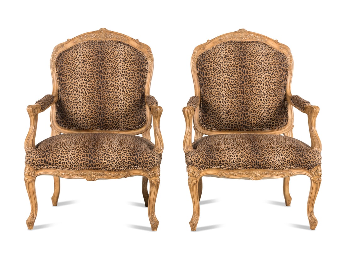 A Pair of Louis XV Style Carved Wood Fauteuils (1 of 4)