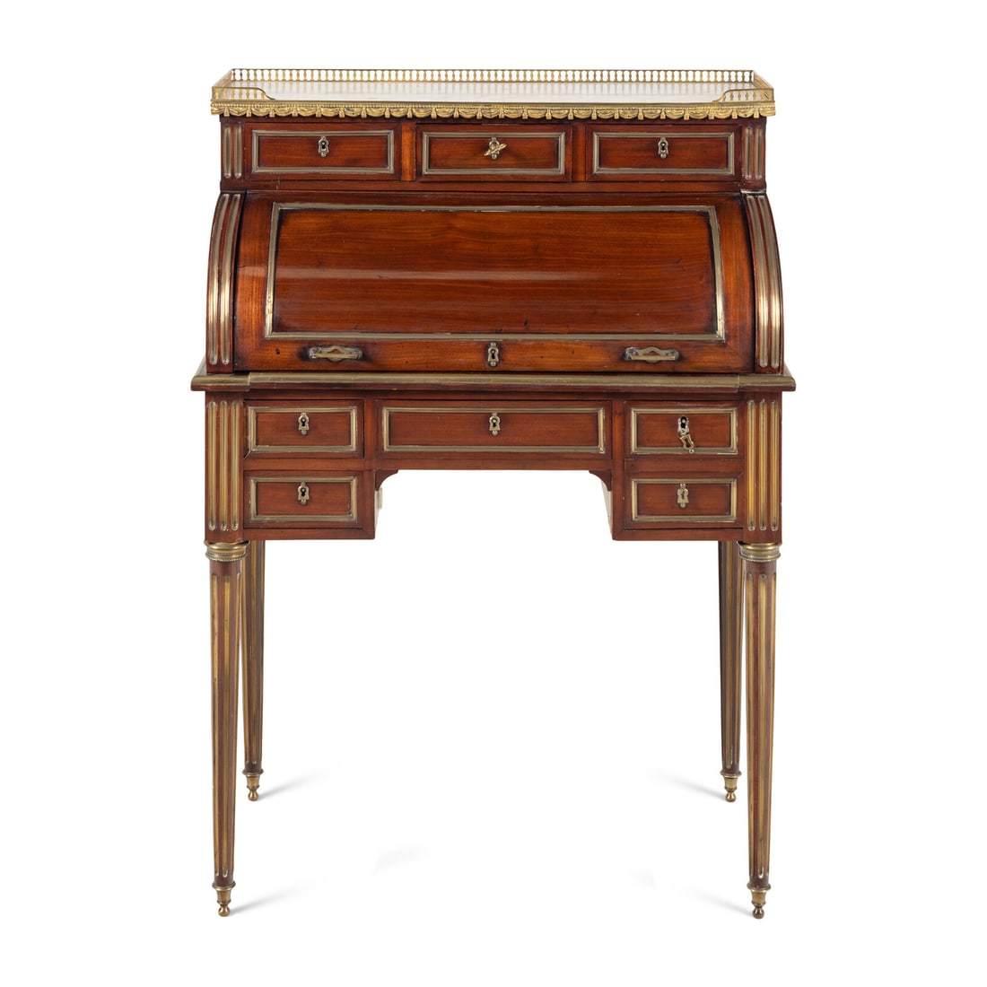 A Louis XVI Style Gilt Bronze Mounted Mahogany Lady's Bureau à Cylindre (1 of 2)