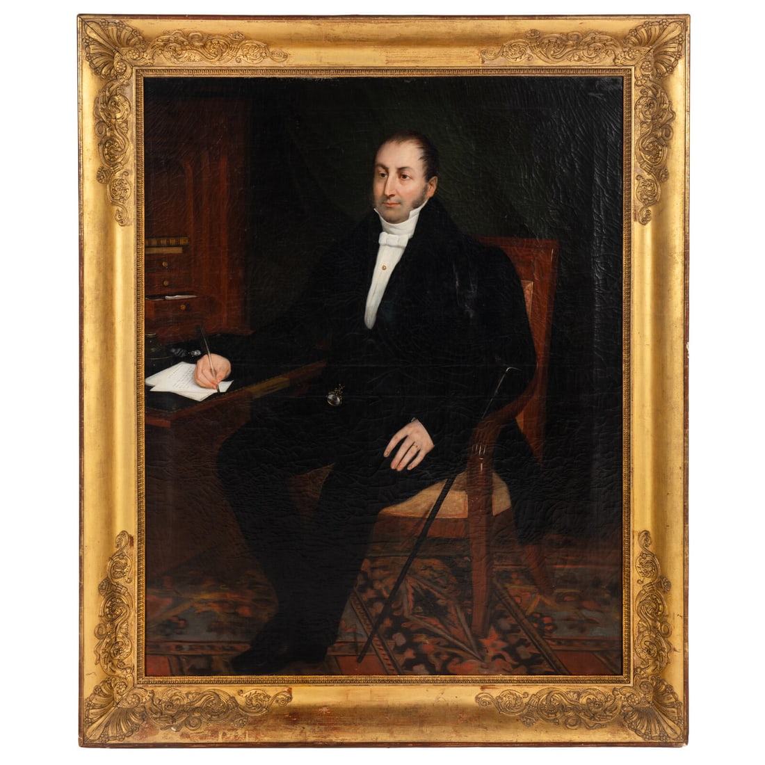 Rene Cadeau (French, 1782-1858): Rene Cadeau (French, 1782-1858) Portrait of a Gentleman, 1833 oil on canvas signed and dated (lower left) 64 x 51 inches. Property from the Estate of Bliss Hebert and Allen Charles Klein, Miami, Flori