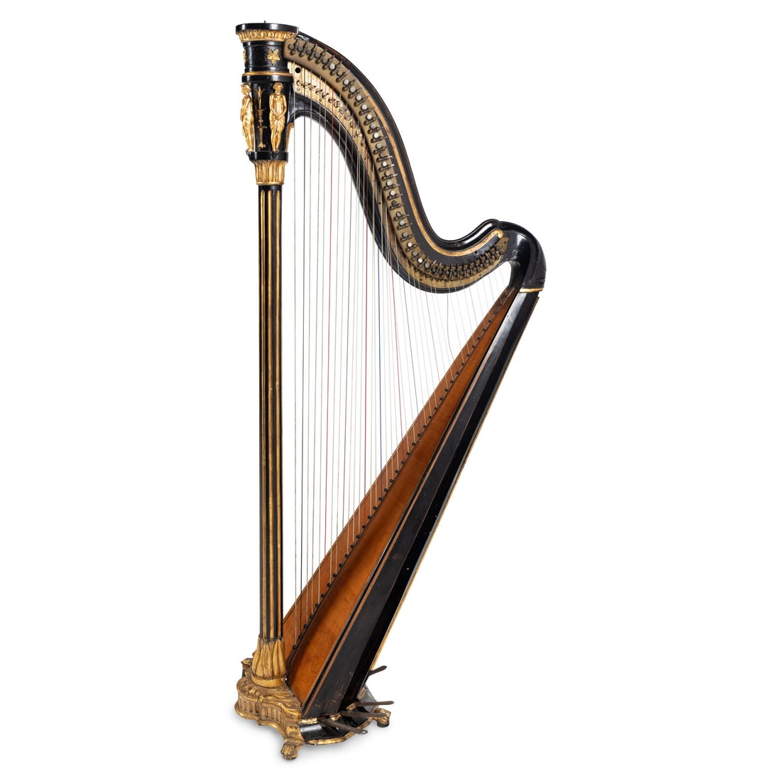 A Napoleon III Black Lacquer and Parcel Gilt Harp (1 of 5)