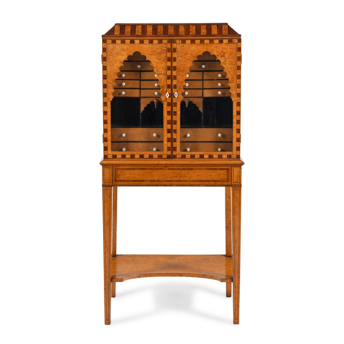 A German or Dutch Bird's Eye Maple and Rosewood Collector's Cabinet on Stand (1 of 4)