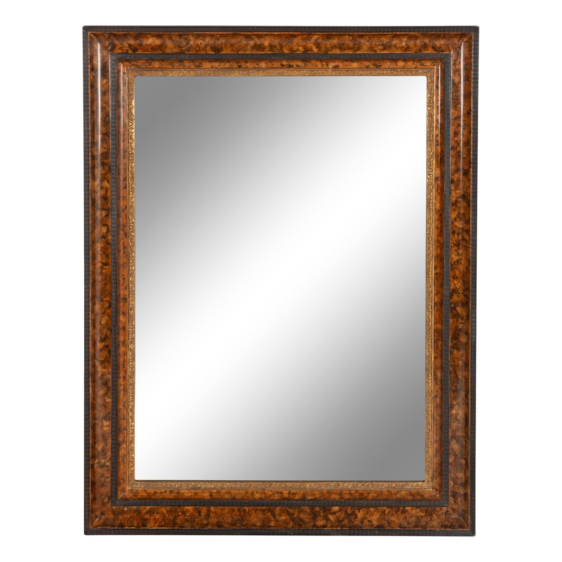 A Dutch Style Grain-Painted, Parcel Gilt and Ripple-Molded Mirror (1 of 2)