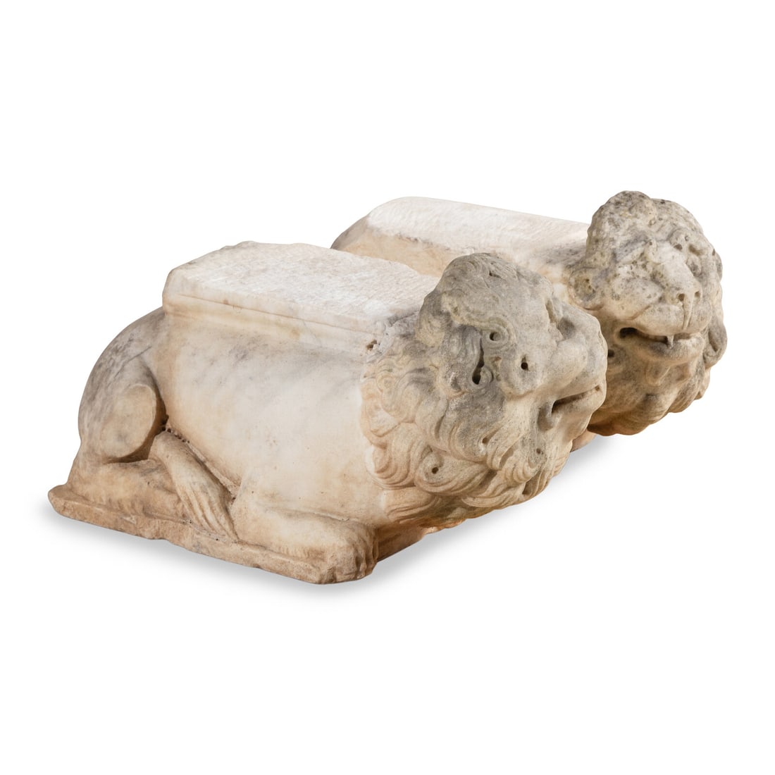 A Pair of Italian Carved Marble Lions (1 of 4)