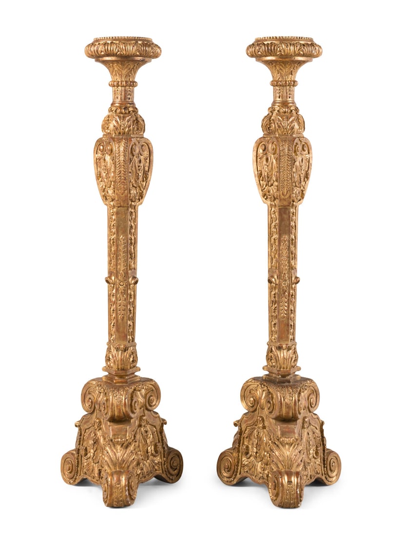A Pair of Italian Baroque Style Giltwood Torchères (1 of 4)