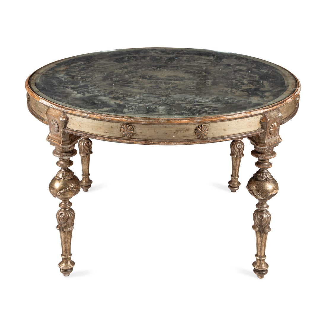 An Italian Baroque Style Silvered Wood and Engraving-Inset Center Table (1 of 5)