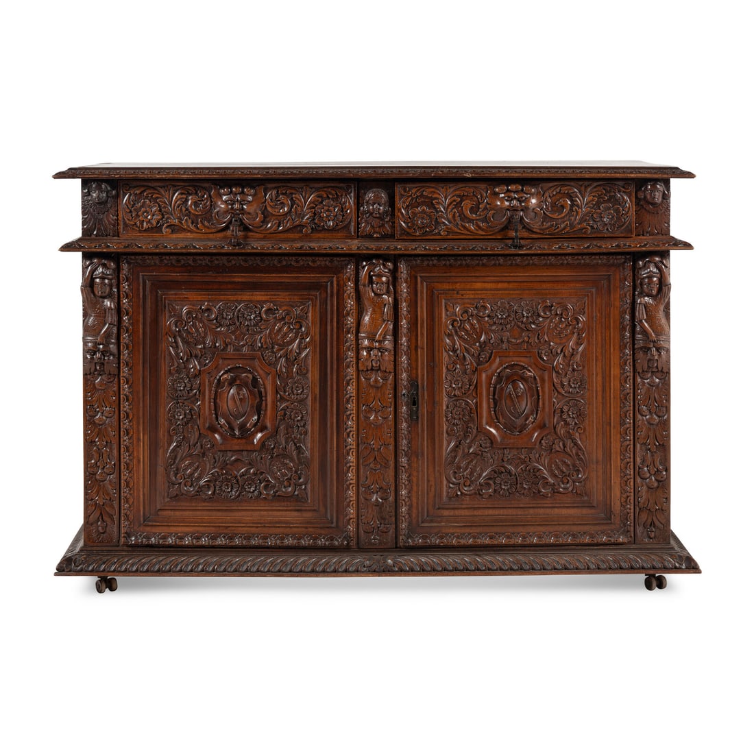 An Italian Baroque Style Carved Walnut Console Cabinet (1 of 3)