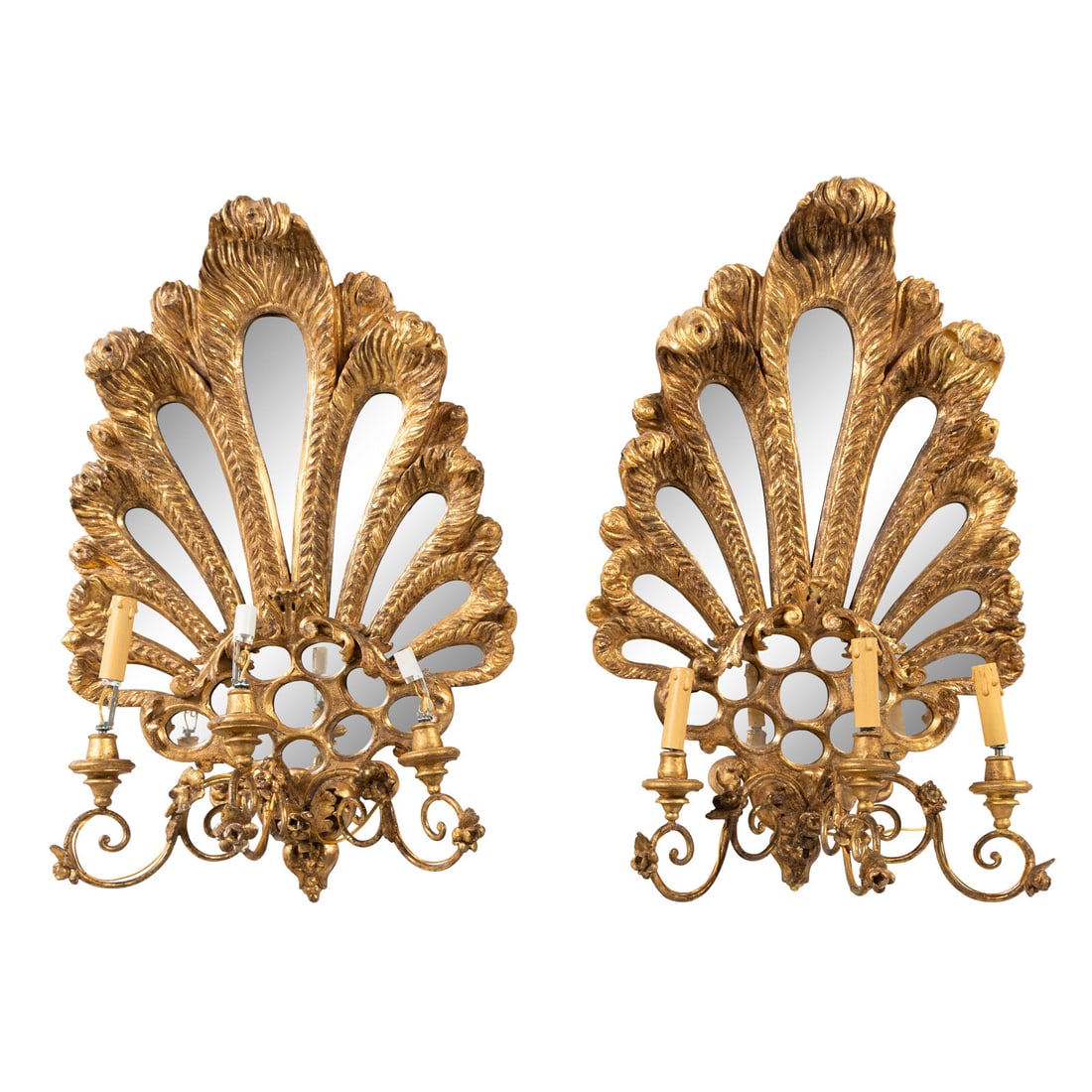 A Pair of Large Italian Giltwood Girandole Mirrors (1 of 3)